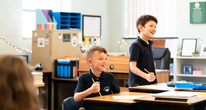 Boys in Class Smiling